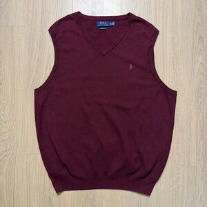 Polo Ralph Lauren Cotton Sleeveless V-Neck Sweater Vest Mens XXL Burgundy